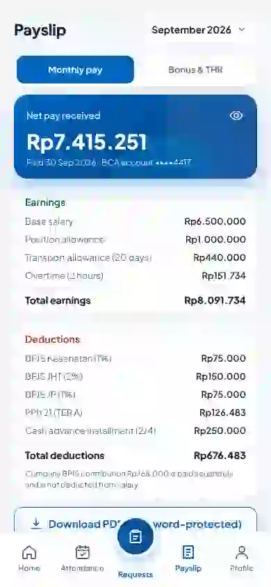 Payslip screen